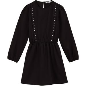 WE Fashion - Jurk - Zwart/Wit - Gevoerde Zoom - Getailleerd Model - Lange Mouw