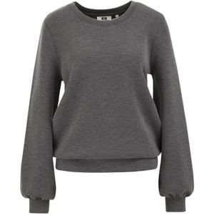 WE Fashion - Dames Sweater - Donkergrijs Gemeleerd - Regular Fit - Ballonmouwen