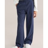 WE Fashion - Meisjes Broek met Krijtstreep - Marineblauw - Regular Fit