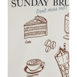 WE Fashion - Sweatshirt - Opaal - Chocoladebruin - Zwart - Wit