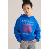 WE Fashion - Sweatshirt - Kobaltblauw - Capuchon - Wijde Pasvorm