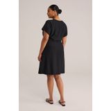 WE Fashion - Jurk - Curve - Dames - Met Structuur - V-hals - Korte Mouwen