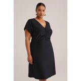 WE Fashion - Jurk - Curve - Dames - Met Structuur - V-hals - Korte Mouwen