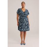 WE Fashion - Dames Jurk - Donkerblauw - Curve - Regular Fit