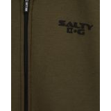 WE Fashion - Sweatvest - Kaki/Zwart - Met Capuchon - Effen