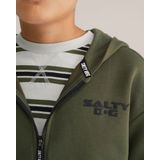 WE Fashion - Sweatvest - Kaki/Zwart - Met Capuchon - Effen