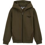 WE Fashion - Sweatvest - Kaki/Zwart - Met Capuchon - Effen