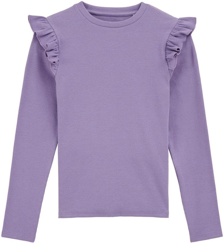 WE Fashion - Geribd T-shirt - Lila - Regular Fit