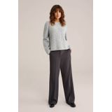 WE Fashion - Gebreide Trui - Grijs Melange - Met Wol