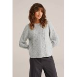 WE Fashion - Gebreide Trui - Grijs Melange - Met Wol