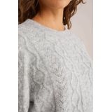 WE Fashion - Gebreide Trui - Grijs Melange - Met Wol