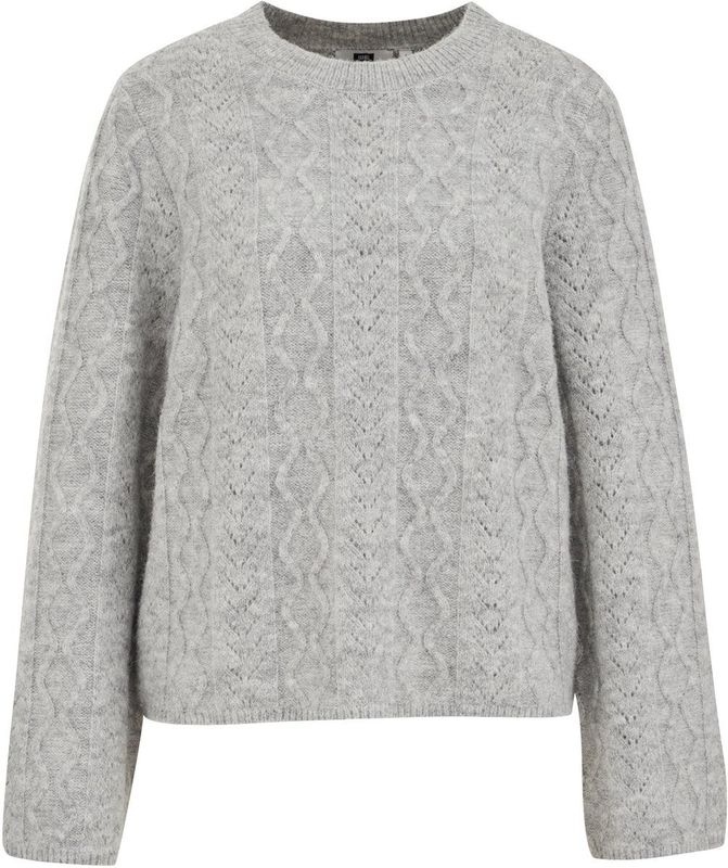 WE Fashion - Gebreide Trui - Grijs Melange - Met Wol