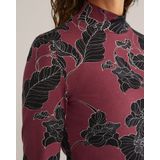 WE Fashion - Shirt - Wijnrood - Bloemenprint - Lange Mouw - Slanke Pasvorm