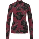 WE Fashion - Shirt - Wijnrood - Bloemenprint - Lange Mouw - Slanke Pasvorm