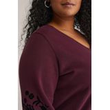 WE Fashion - Dames Sweater - Aubergine - Curve - Regular Fit