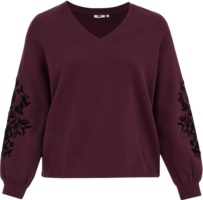 WE Fashion - Dames Sweater - Aubergine - Curve - Regular Fit