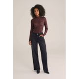 WE Fashion - Kanten Top - Donkerrood - Lange Mouwen