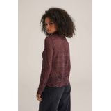 WE Fashion - Kanten Top - Donkerrood - Lange Mouwen