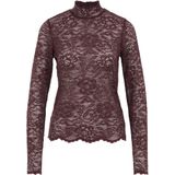 WE Fashion - Kanten Top - Donkerrood - Lange Mouwen