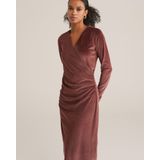 WE Fashion - Midi Velvet Jurk - Bordeauxrood