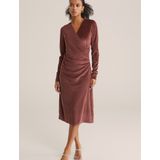 WE Fashion - Midi Velvet Jurk - Bordeauxrood