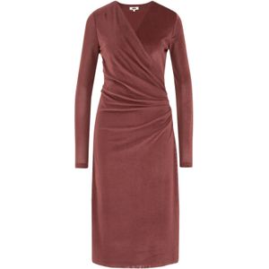 WE Fashion - Midi Velvet Jurk - Bordeauxrood