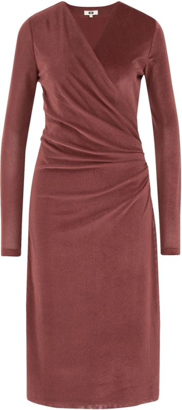 WE Fashion - Midi Velvet Jurk - Bordeauxrood