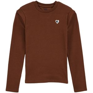 WE Fashion - Shirt - Bruin - Lange Mouw - Normale Pasvorm