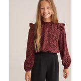 WE Fashion - Blouse - Meisjes - Regular Fit - Kraag met Ruches - Lange Mouwen