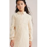 WE Fashion - Jurk - Natuurwit - Katoen - Knoopsluiting - Lange Mouw - Kort/Mini