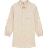 WE Fashion - Jurk - Natuurwit - Katoen - Knoopsluiting - Lange Mouw - Kort/Mini