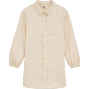 WE Fashion - Jurk - Natuurwit - Katoen - Knoopsluiting - Lange Mouw - Kort/Mini