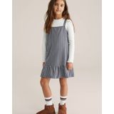 WE Fashion - Jurk - Donkerblauw / Offwhite - Mouwloos - Kort