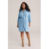 WE Fashion - Curve - Denim Blousejurk - Light Blue Denim