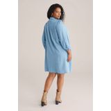 WE Fashion - Curve - Denim Blousejurk - Light Blue Denim