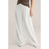 WE Fashion - Bandplooibroek - Offwhite - Corduroy - High Waist - Wide Leg