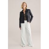 WE Fashion - Bandplooibroek - Offwhite - Corduroy - High Waist - Wide Leg