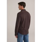 WE Fashion - Heren Tall Fit Overhemd - Donkerbruin - Piquéjersey - Katoen