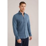 WE Fashion - Heren tall fit Overhemd - Grijsblauw - Piquéjersey - Katoen