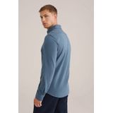 WE Fashion - Heren tall fit Overhemd - Grijsblauw - Piquéjersey - Katoen