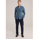 WE Fashion - Heren tall fit Overhemd - Grijsblauw - Piquéjersey - Katoen