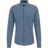 WE Fashion - Heren tall fit Overhemd - Grijsblauw - Piquéjersey - Katoen