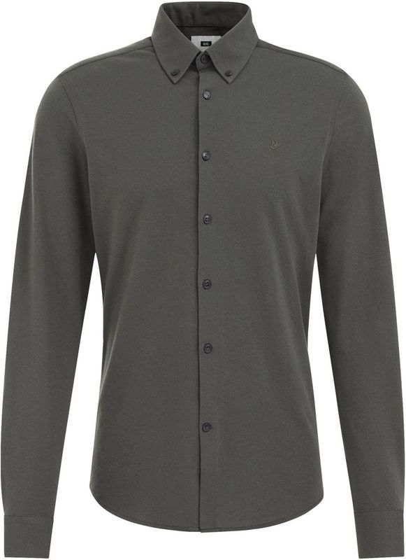 WE Fashion Heren tall fit overhemd van piquéjersey