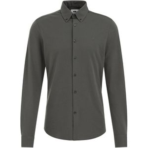 WE Fashion - Tall Fit Overhemd - Legergroen - Piquéjersey - Katoen
