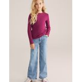 WE Fashion - T-shirt - Lichtpaars - Ribstof - Katoen