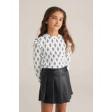 WE Fashion - Shirt - Zwart/Wit - Lange Mouw - Normale Pasvorm