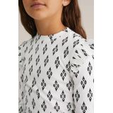 WE Fashion - Shirt - Zwart/Wit - Lange Mouw - Normale Pasvorm