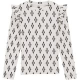 WE Fashion - Shirt - Zwart/Wit - Lange Mouw - Normale Pasvorm