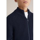 WE Fashion - Gebreid Vest - Marine - Lange Mouw - Ritssluiting