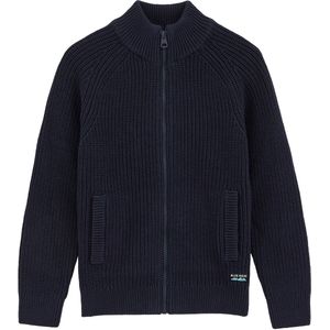 WE Fashion - Gebreid Vest - Marine - Lange Mouw - Ritssluiting